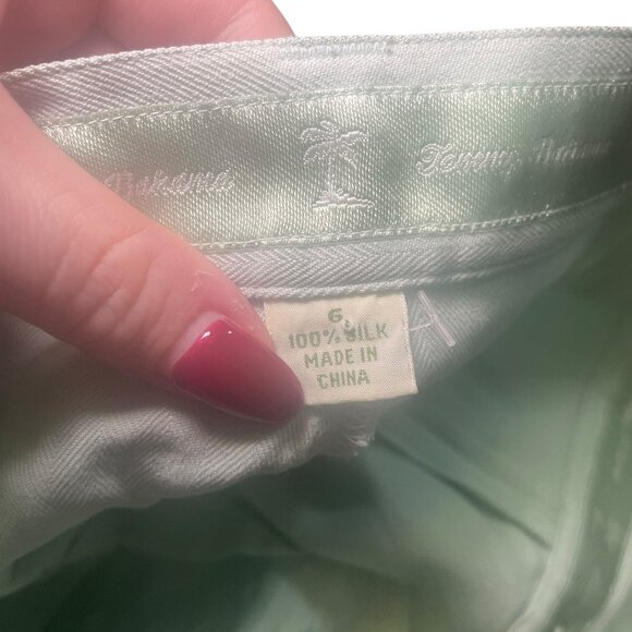 Tommy Bahama Seafoam Green Silk Shorts | Size 6 High Waisted Resort Wear - Picture 2 of 6